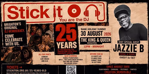 Stick It On's 25th Anniversary Celebration with special guest Jazzie B (DJ set)