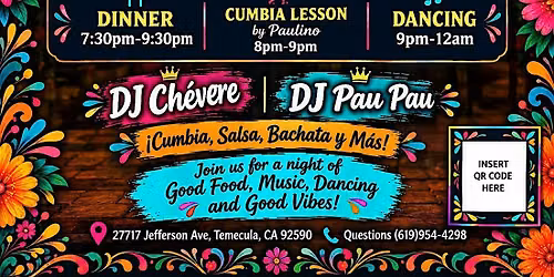 Dinner & Dancing: Cumbia, Salsa, Bachata, Merengue & More!