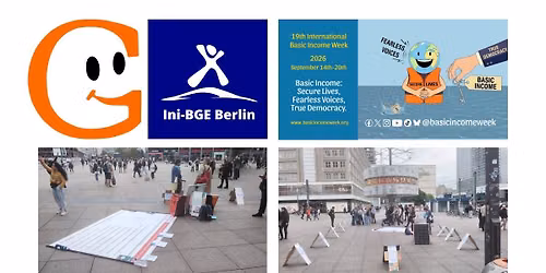 Berlin: BGE-Bodenplane Aktion im Rahmen der Grundeinkommenswoche von Gfa und Ini-BGE Berlin