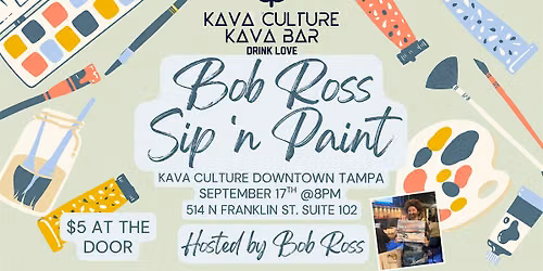 Bob Ross Sip \u2019n Paint at Kava Culture