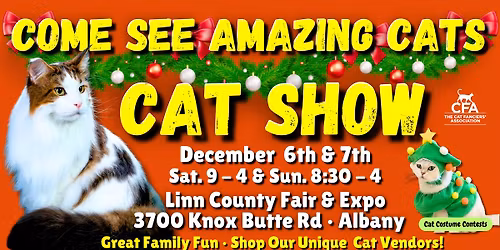 Come See Amazing Cats \ud83d\ude3b\u2764\ufe0f\ud83c\udf89 at the PURR-FECT Albany Cat Show & Adoption Event Dec. 6th & 7th!