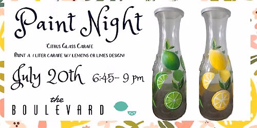 Citrus Glass Carafe Paint Night