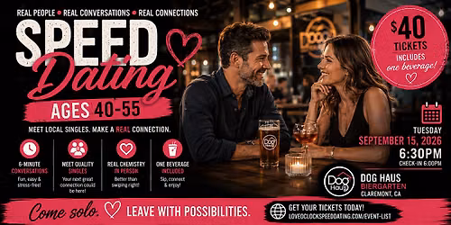 WOMEN ARE SOLD OUT! Speed Dating Ages 40-55 | Claremont