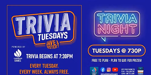 Trivia Night | Dave & Buster's - Auburn WA - TUE 730p