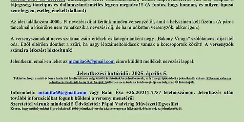 Bakony Vir\u00e1gai Sz\u00f3l\u00f3t\u00e1ncverseny - P\u00e1pa