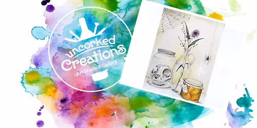Spooky \u201cApothecary\u201d Watercolor on Pressed Watercolor Paper!