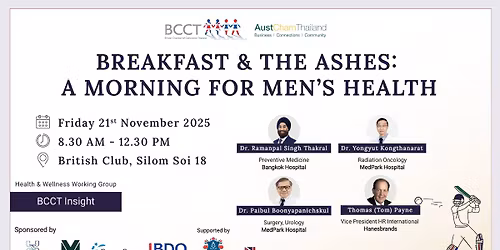 BCCT\/AustCham Breakfast & The Ashes: A Morning for Men\u2019s Health