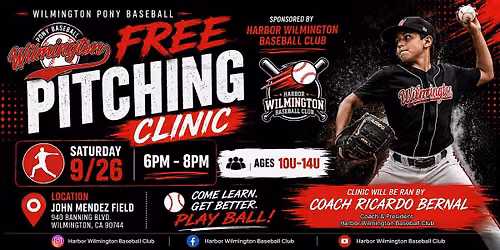 \u26be FREE PITCHING CLINIC At Wilmington Pony Baseball\u26be