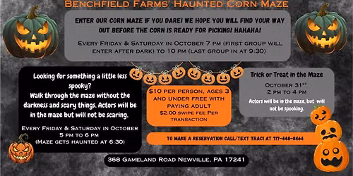 Benchfield Farms' Trick or Treat in the Maze