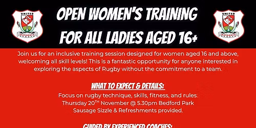 Open Women's Training for all Ladies aged 16+