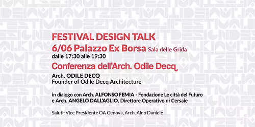 Genova Design Week 2026 - Conferenza di Odile Decq