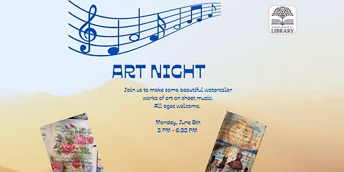 Art Night using watercolors & sheet music 