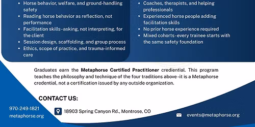Metaphorse Equine Facilitated Learning Certification Program