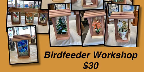 Glass Art Cedar Bird Feeder