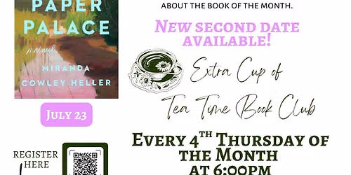 July Extra Cup of Tea Time Book Club \u2013 The Paper Palace by Miranda Cowley Heller