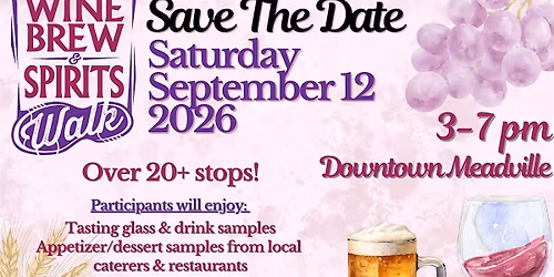 Meadville Chamber Wine Brew & Spirits Walk 2026