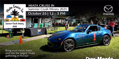 Mazda Miata Cruise In at Summer Crush Winery!