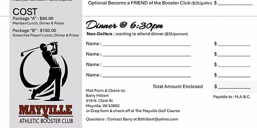 29th Annual Mayville Athletic Booster Club Golf Outing