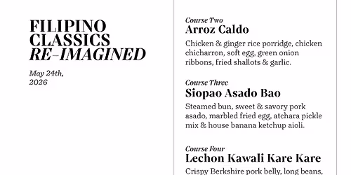 Heritage Supper Club- Filipino Classics Re-Imagined