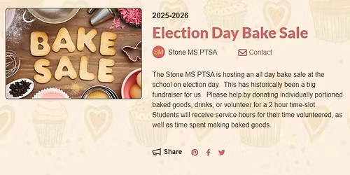 Election Day Bake Sale - Donate or Volunteer