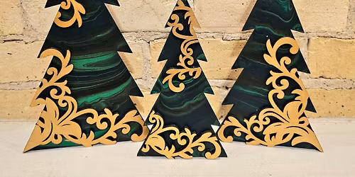 Holiday Trees Paint Pour