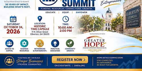 Small Business Funding Summit | GMEN Rural Expansion Initiative \u2013 Elberton