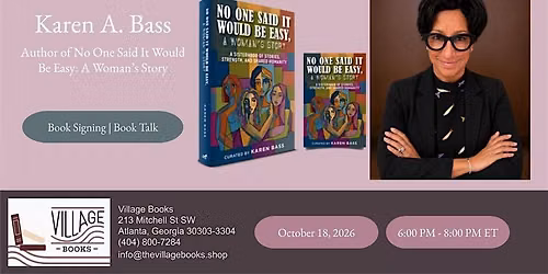 Book Signing and Author Talk with Karen A. Bass