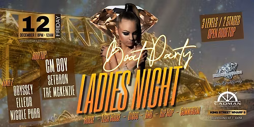 Ladies Night Boat Party on the Harbour Multi-Level House & RnB Party Cruise
