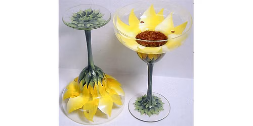 Hand-Painted Sunflower Margarita Glasses - Paint and Sip in Orlando | Classpop!\u2122