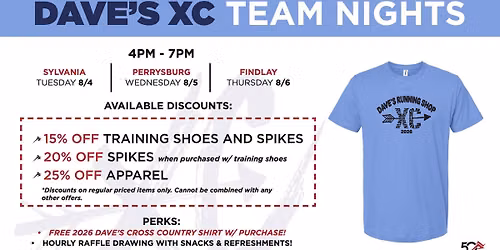 Dave's XC Team Night- Perrysburg Location