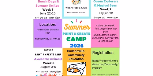 Paint & Create Summer Art Camp - Hudsonville