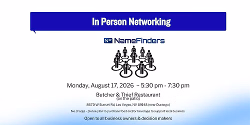 NameFinders Las Vegas August 2026 In-Person Business Networking Event