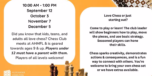Chess Club - ages 9 & up