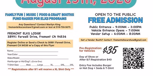 6th Annual Fremont Elks Don King Memorial Car & Craft Show