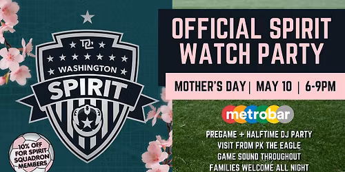 Washington Spirit Official Mother's Day Watch Party