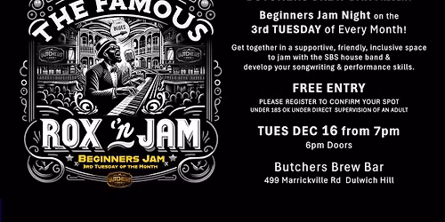 SYDNEY BLUES SOCIETY BEGINNERS JAM NIGHT - LIVE AT BUTCHERS BREW BAR!