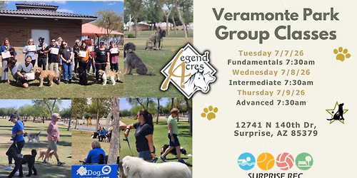 Legend Acres Morning Dog Training Classes at Veramonte Park | Surprise AZ