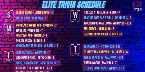 Elite Trivia Tuesday's at Jennings!