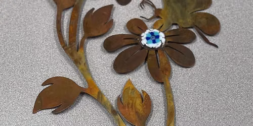 Flamed Daisy Stake with Fused Glass Centers