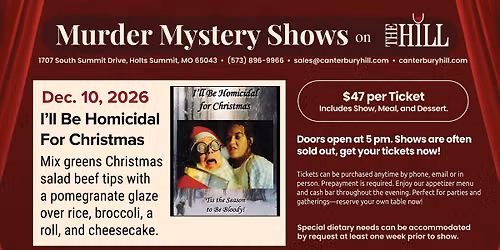 DETAILS TO COME - December Murder Mystery Show