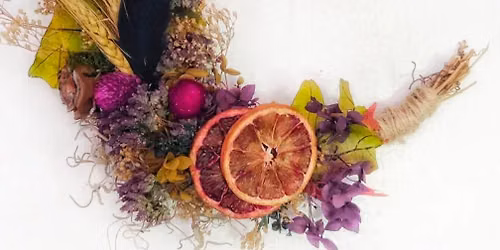 14 in Dried Flower Crescent Moon Wreath