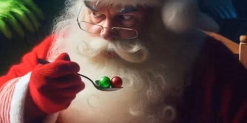 Breakfast with Santa and his mischievous friend.