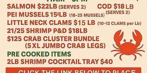 Seafood Pickup -Pre Order Only