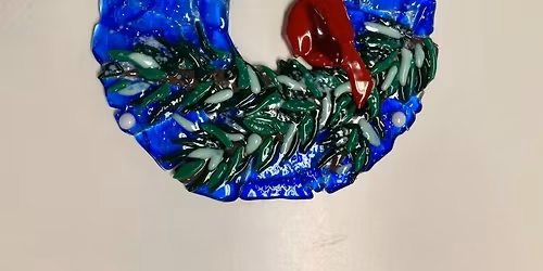 Adult Fused Glass Cardinal Wreath