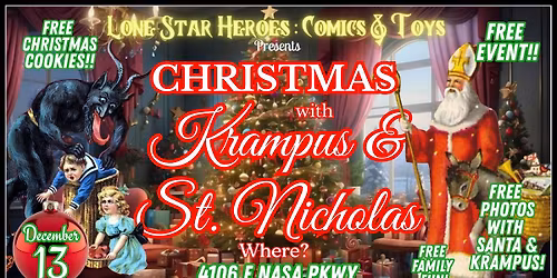 FREE Christmas with Santa & Krampus at Lone Star Heroes: Comics & Toys - NASA!