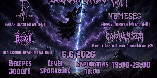 Bloodforge Vol.1 | Borgil, CANVASSER, Pagan Insurrection, Nemeses| 6.6.2026. Lev\u00e9l Sportb\u00fcf\u00e9
