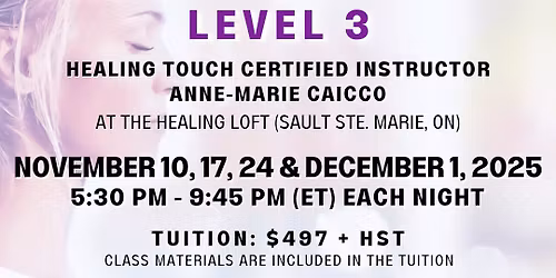 Healing Touch Level 3 **November 10, 17, 24 & December 1, 2025 @ THE HEALING LOFT