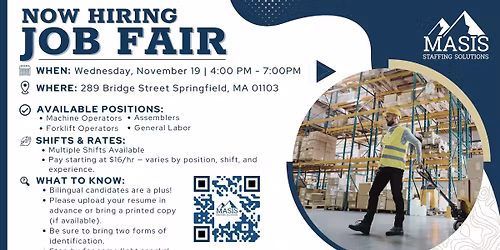 Job Fair - Springfield - Wednesday, November 19 | 4:00 PM \u2013 7:00 PM