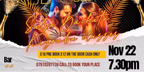 Sat 22 November Newquay rowing club salsa Bachata Kizomba classes