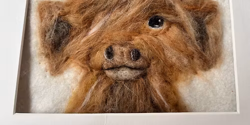 Needle felted Highland Cow picture